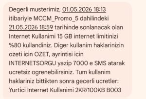 Vodafone internet çok hızlı bitiyor, normal kullanımda bile yetmiyor